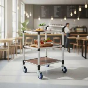 이동식 우드 3단 트레이 카트 460x630x780 식당 카페 배식 운반차