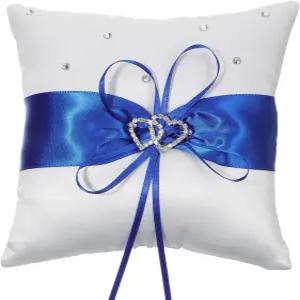 XLiUAX 웨딩 링 베개 5.7x5.5 인치 레이스 보우 베어러 쿠션 하트 라인스톤 프로포즈 결혼식 파티용 홀더