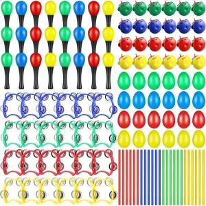 루크마 120개 마라카스 셰이커 악기 손목 밴드 벨 타악기 탬버린 심벌즈 플라스틱 캐스터네츠
