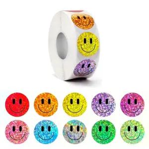 10컬러 반짝이 스마일 원형 스티커 500pcs 꾸미기 S295