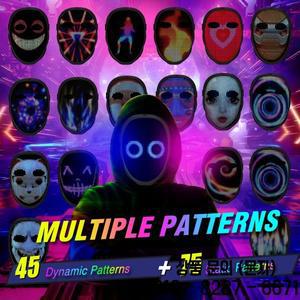 파티 LED 조명 마스크 제스처 감지 스마트 디스플레이 페이스 프로그래밍 가능한 블루투스 앱 제어 변형