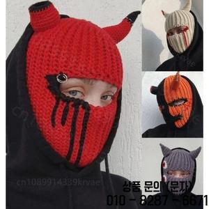 재미있는 뿔 마스크 축제 파티 동물 후드 가을 겨울 따뜻한 니트 모자 풀오버 오토바이 페이스