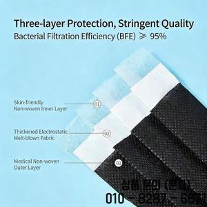 50 300개 성인용 마스크 일회용 개별 패키지방진 3겹 필터 블랙 입