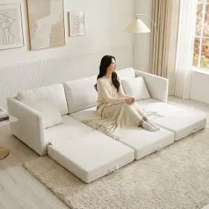 [하우위즈]헤이유 아쿠아 패브릭 접이식 소파베드 4인