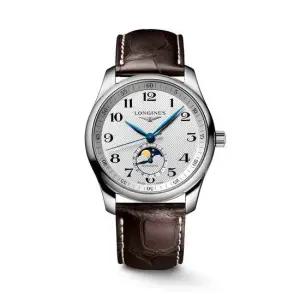 론진 L2.909.4.78.3 마스터 컬렉션 문페이즈 남성 가죽 시계