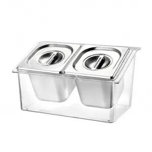 업소용 반찬통 2구 밧트 양념 투명 세트 소스통 밧드 바트