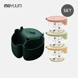 [모윰] 분리형 실리콘 밥솥칸막이+락앤락 유리 이유식용기 2종세트