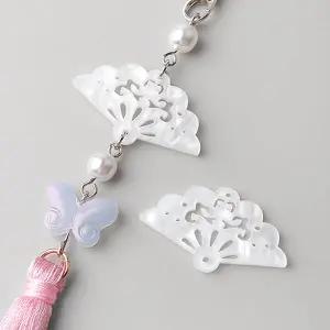 비즈아이 [6709-13]아크릴펜던트 동양풍 일본풍 자개부채 29.5x17mm ,1개