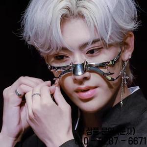 펑크 외계인 코스프레 기계 마스크 턱 고딕 금속 얼굴 착용 할로윈 가장 무도회 파티 액세서리