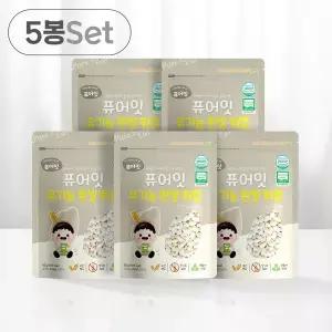 퓨어잇 WUA065H3 유기농 백미 아이 과자 흰쌀 튀밥 5봉세트 아기 간식 유아