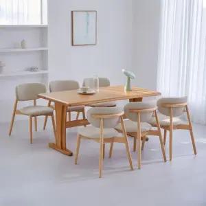 오츠카 노아 1600 우드슬랩 고무나무 원목테이블 6인 식탁세트 의자6개)