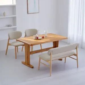 오츠카 노아 1350 우드슬랩 고무나무 원목테이블 4인 식탁세트 벤치형)