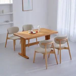 오츠카 노아 1350 우드슬랩 고무나무 원목테이블 4인 식탁세트 의자4개)