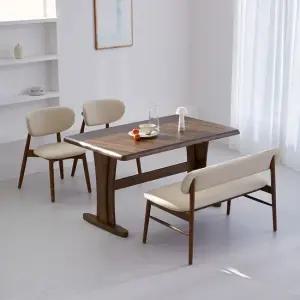 오츠카 노아 1600 우드슬랩 고무나무 원목테이블 4인 와이드 식탁세트 벤치형)