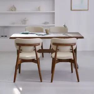 오츠카 노아 1600 우드슬랩 고무나무 원목테이블 4인 와이드 식탁세트 의자4개)