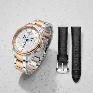 로만손 카이로스 크로노그래프 로즈콤비 메탈 시계 RWTMHM3BS011CRCR0