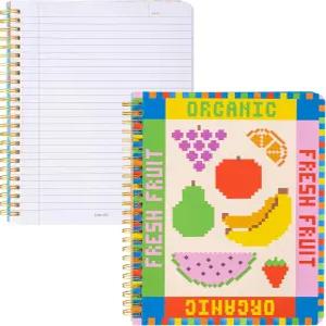 ban.do 포켓과 160장의 안감 페이지가 있는 8.5인치 x 6.75인치의 초고속 미니 나선형 노트북(과일 타일)