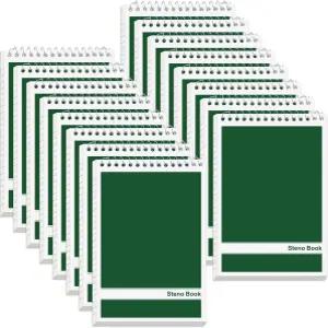 UZLU 16 팩 스테노 패드 6 x 9 나선형 탑 노트북 벌크 그린 노트 60 장 그레그 규칙 학생용 필기 용지 남성