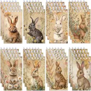 JOINFANXIN 24개 부활절 토끼 패턴 미니 나선형 노트북 귀여운 포켓 DIY 공예품 테마 생일 파티 학교 교실