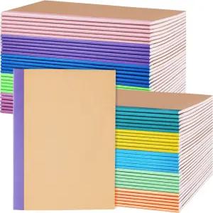 나나조르와 100팩 A5 컬러풀 룰드 안감 미니 노트북 저널 벌크 소프트 커버 크래프트 컴포지션 메모장