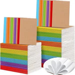 셔 200팩 크래프트 소형 노트북 벌크 A6 빈 안감 포켓 미니 종이 저널 여행자용 홈 오피스 학용품 스케치북