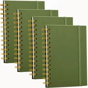 시몬드 스파이럴 노트북 5x7 인치 두꺼운 초경질 골판지 커버 4팩 작은 하드커버 저널 와이드 룰드