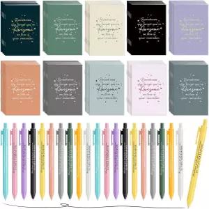 Harloon 100개 직원 감사 선물 대량 영감 메모장 볼펜 자원봉사 교사 동료 팀 사무실을 위한 미니 동기