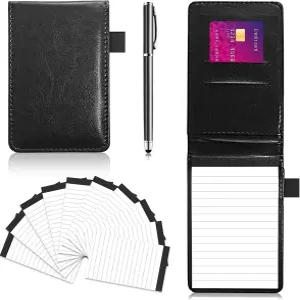 50장의 안감 시트 금속 펜 8개의 3 x 5인치 메모장이 포함된 blbiwin 12Pcs 미니 포켓 홀더 세트 30장의