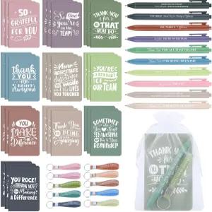 베사르메 30세트 직원 감사 선물 대량 미니 노트북 열쇠고리 및 가방이 포함된 동기 부여 펜을 사무실 동료