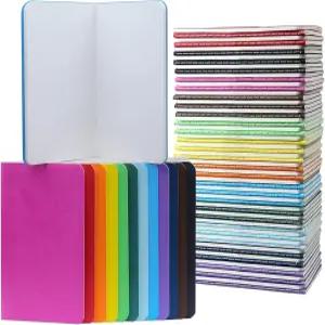 린르다 60팩 미니 노트북 3.5x5.5인치 저널 메모장 용 소형 포켓 세트 학생용 12가지 색상 여행자 학용품