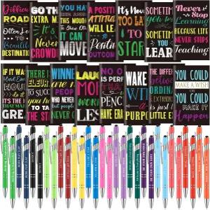 60개 영감 볼펜 블랙 잉크 인용 펜 동기 부여 저널 노트 메모장 포켓 미니 노트북 선물 여성 책상 용품용