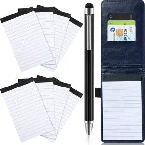 PLMMOUT 10PCS 미니 포켓 메모장 홀더 세트 내구성 있는 커버 3 x5 노트 패드당 30장의 안감 종이로 리필