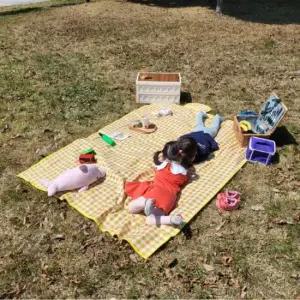 [SBD] 매트 방수 옐로우 JPAR 체크무늬 피크닉 중형