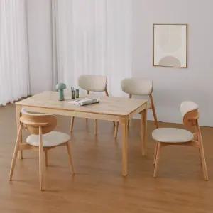 바로스 노부 1600 4인  원목 식탁세트 (의자4개)