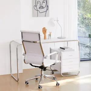 미드센추리 모던 크롬 책상 테이블 서랍형 1200 size