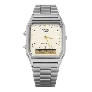 MUST IT_ 시계 AQ-230GG-9A 스퀘어 디지털 아날로그 듀얼타임 메탈시계