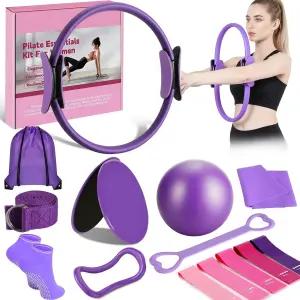 홈트레이닝 필라테스 14종 풀세트 링 미니볼 저항 밴드 슬라이더 논슬립 양말 포함 대칭 균형 강화
