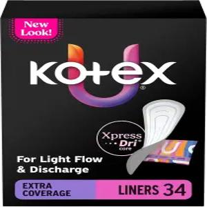 코텍스 흡수성 랩드 라이너 추가 커버리지 34 카운트 포장은 다를 수 있음