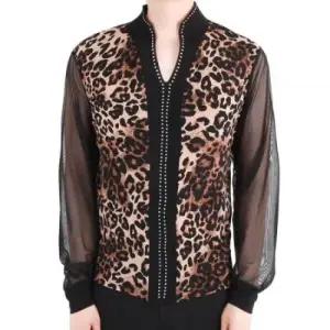 공연복 호피소매 망사 긴팔티 밸리댄스복 댄스복 댄 MDT1500