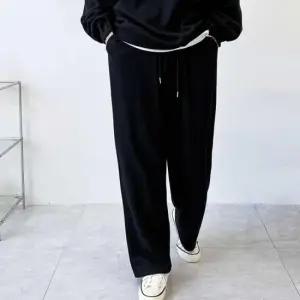 골지팬츠 남자 빅사이즈 골지 핀턱 와이드 밴딩 팬츠 봄가을