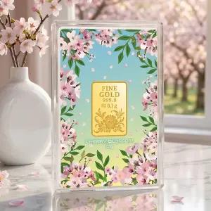 24K 순금 플로라 벚꽃 골드바 0.1g
