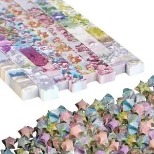 스타 오리가미 종이 DIY 스트립 플로럴 프린트 540장