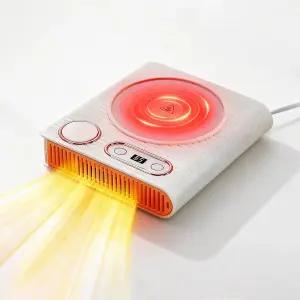 따뜻한 공기 기능이 있는 2-in-1 머그 워머 책상용 커피 컵 캔들 사무실용 자동 차단 100W 전기 음료