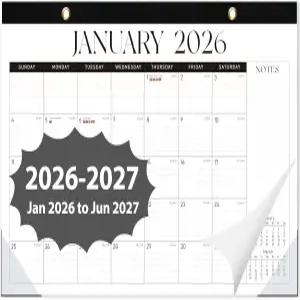 2026 탁상용 달력 2026년 1월부터 2027년 6월까지 18개 월정일 대형 17인치 X 12인치 탁상/벽형 간편한