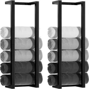 롤 타월용 수건 2팩 랙 욕실용 VIDA-ZONE 304 스테인리스 스틸 대형 보관 30인치 목욕 홀더 매트 블랙