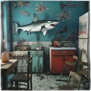 목욕 타월 주방 페이스 비치 극세사 청소용 천 욕실용 손 세탁 오래된 배경의 상어