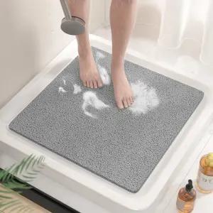 HITSLAM 사각 샤워 스톨 매트 욕조용 21 x 인치 논 슬립 목욕 부드러운 PVC 루파 빠른 건조 욕실 미끄럼