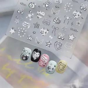 메탈 엔틱 크롬 하트 별빛 네일스티커 키치네일 네일아트재료