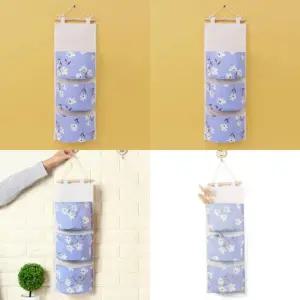 플라워 3단 벽걸이 포켓 수납함 블루 벽걸이정리함 벽걸이포켓수납