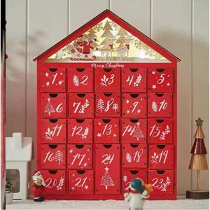 우드 서랍형 크리스마스 캔디 수납 어드밴트 항목 단일 캘린더 장식 발광 DS G7